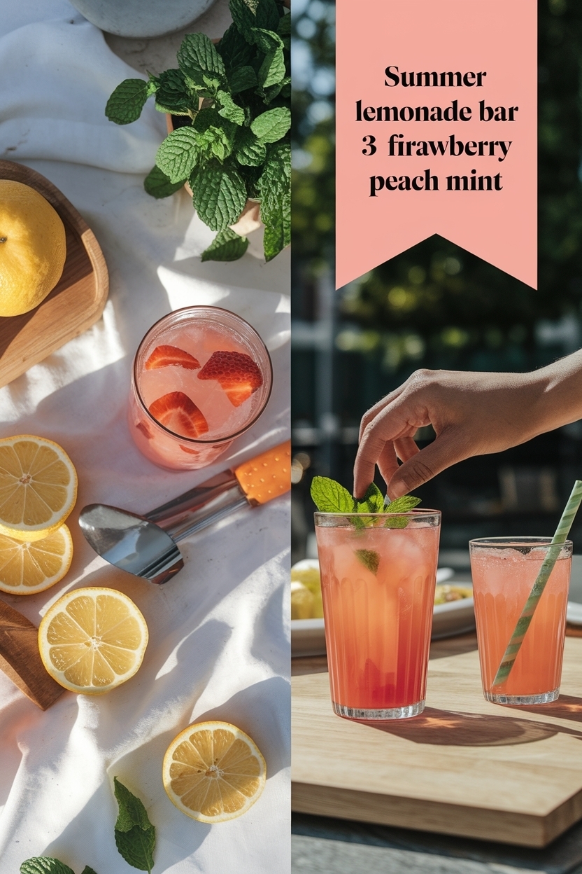 lemonade bar 3 flavors strawberry peach mint