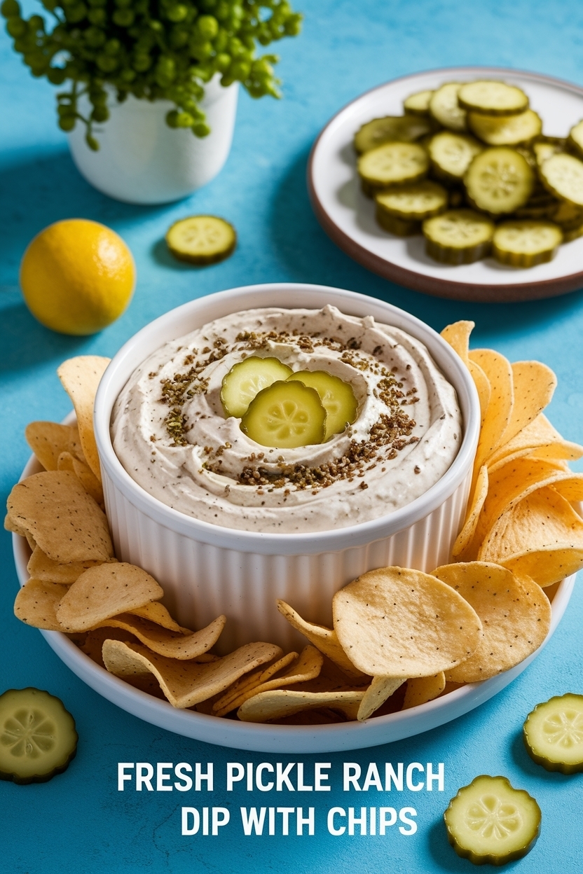 pickle ranch dip with chips
