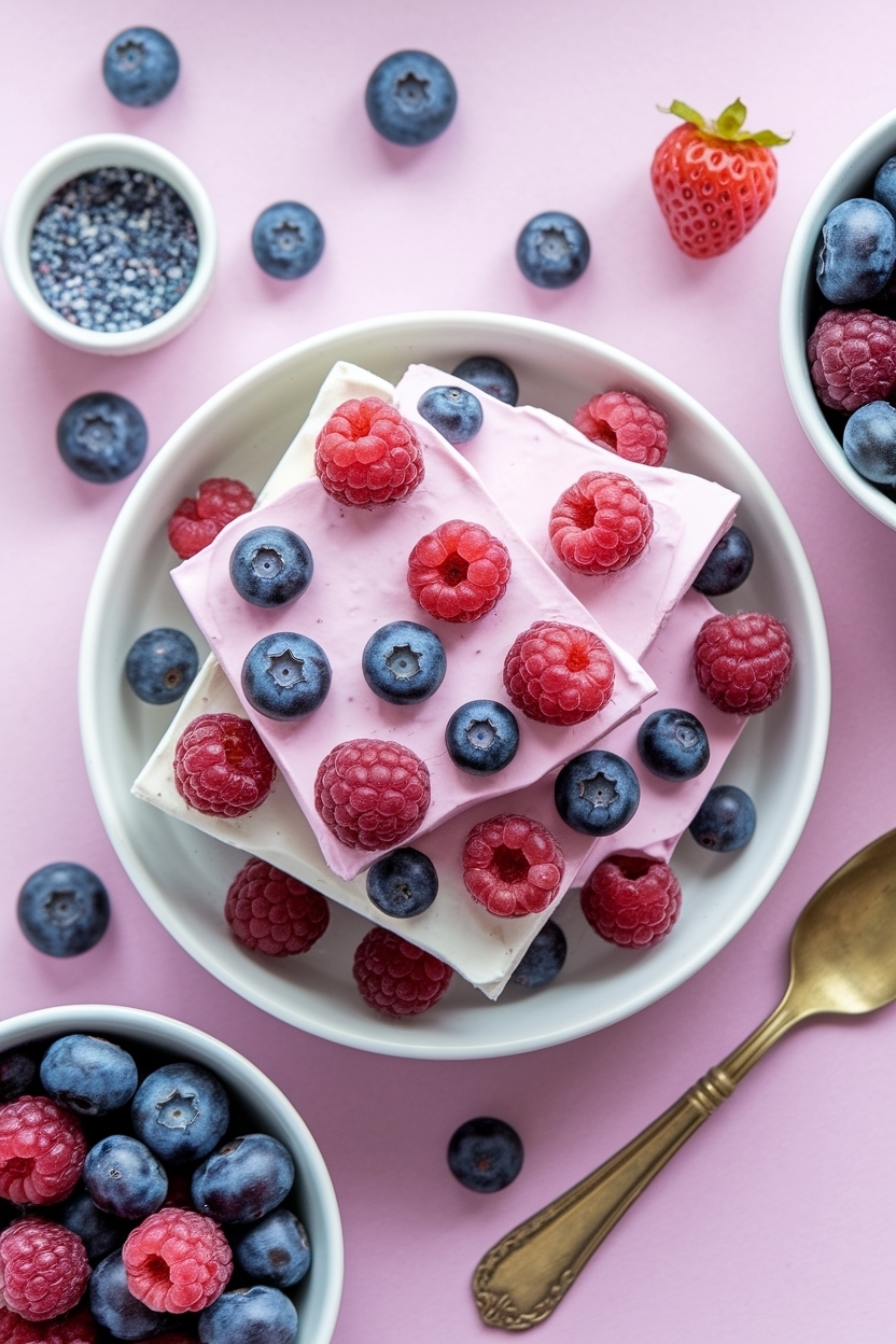 frozen yogurt bark with berries