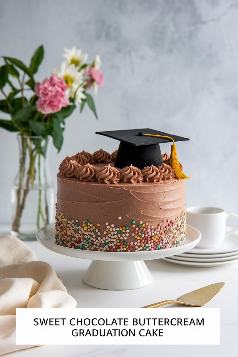 chocolate buttercream graduation cake