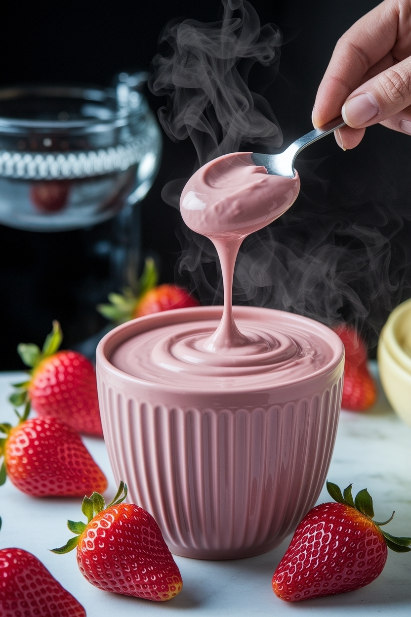 pink chocolate strawberries colored cocoa butter