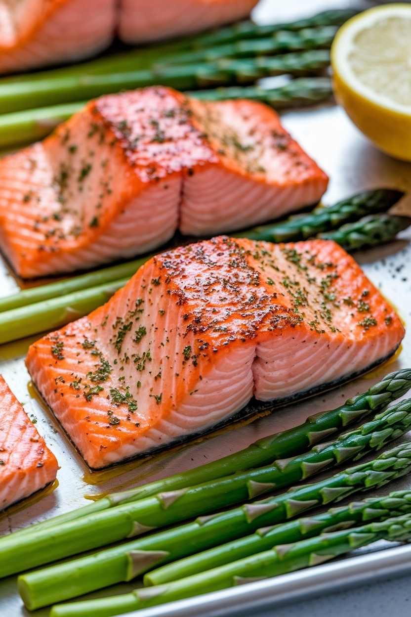 lemon garlic salmon with asparagus sheet pan