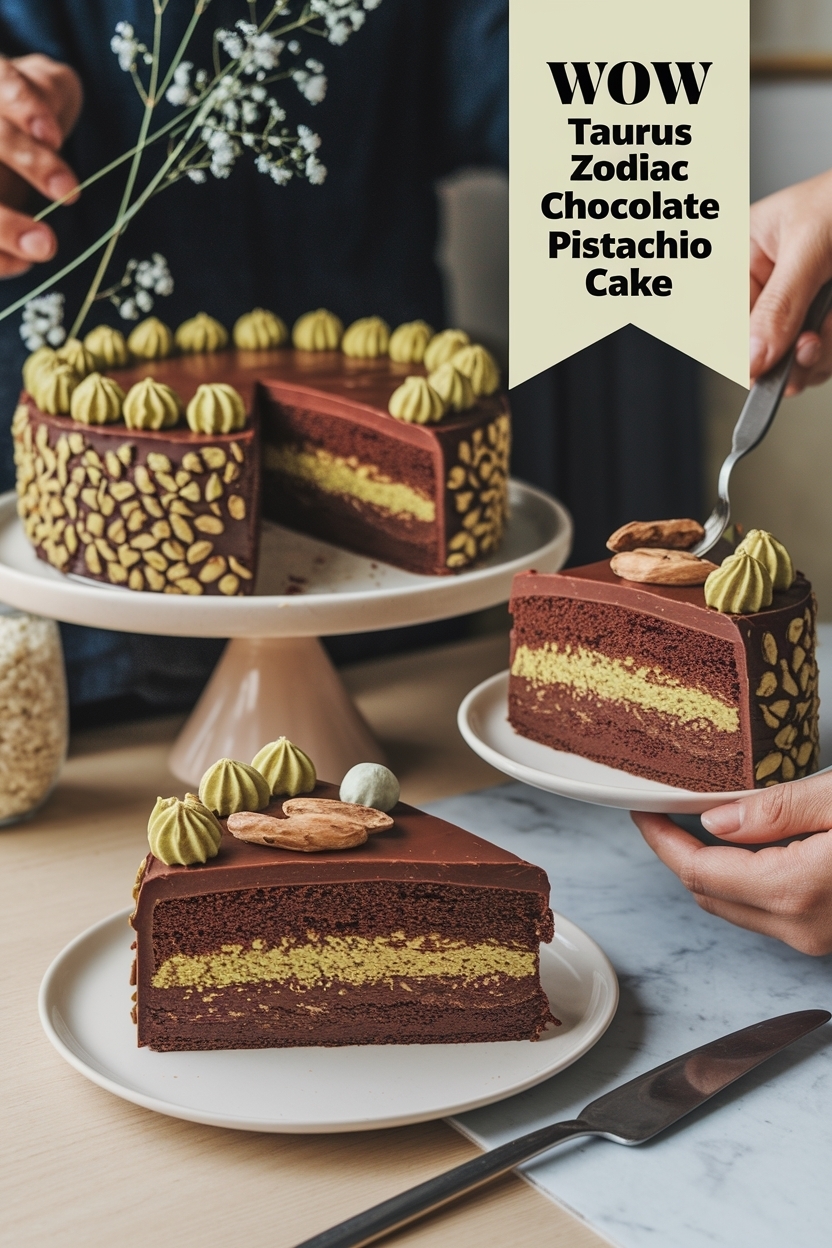 taurus zodiac chocolate pistachio cake