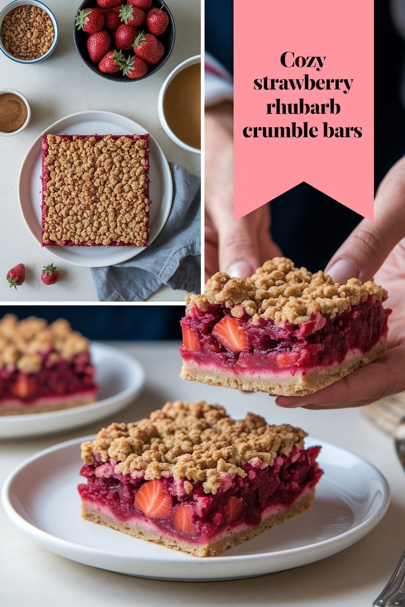 strawberry rhubarb crumble bars