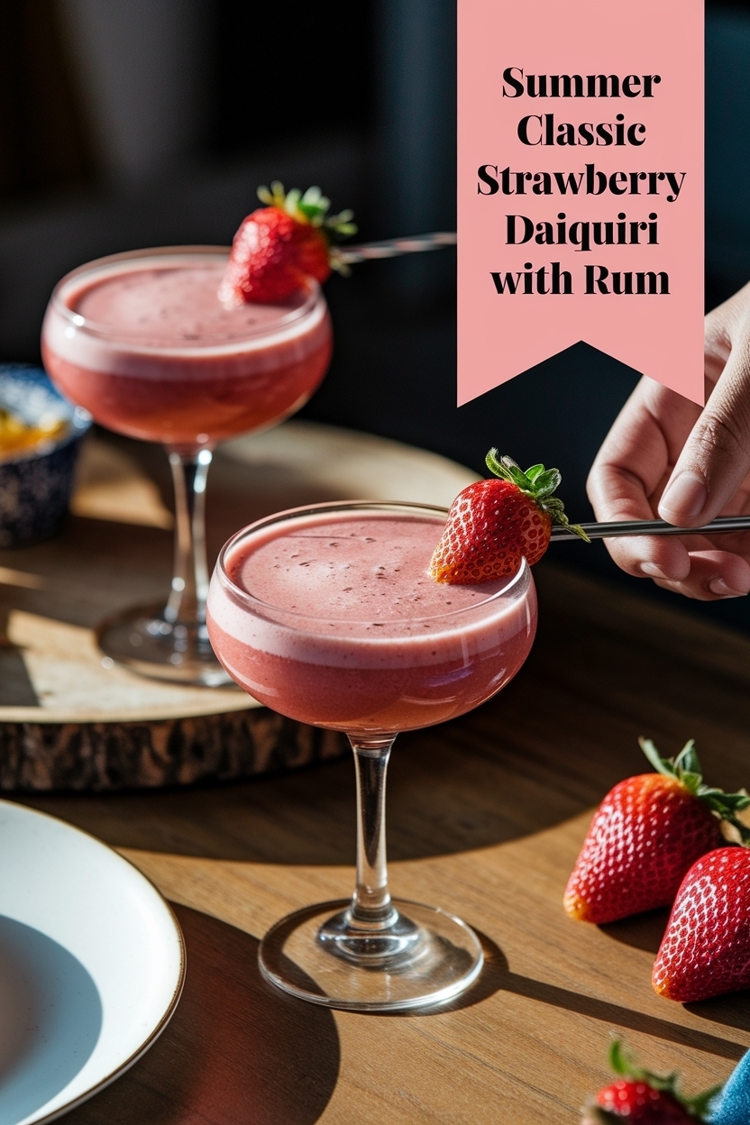 classic frozen strawberry daiquiri with rum
