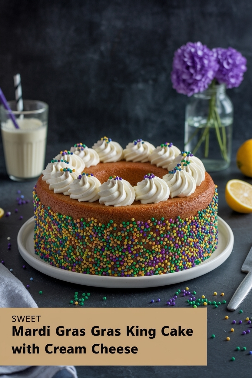 mardi gras king cake with cream cheese