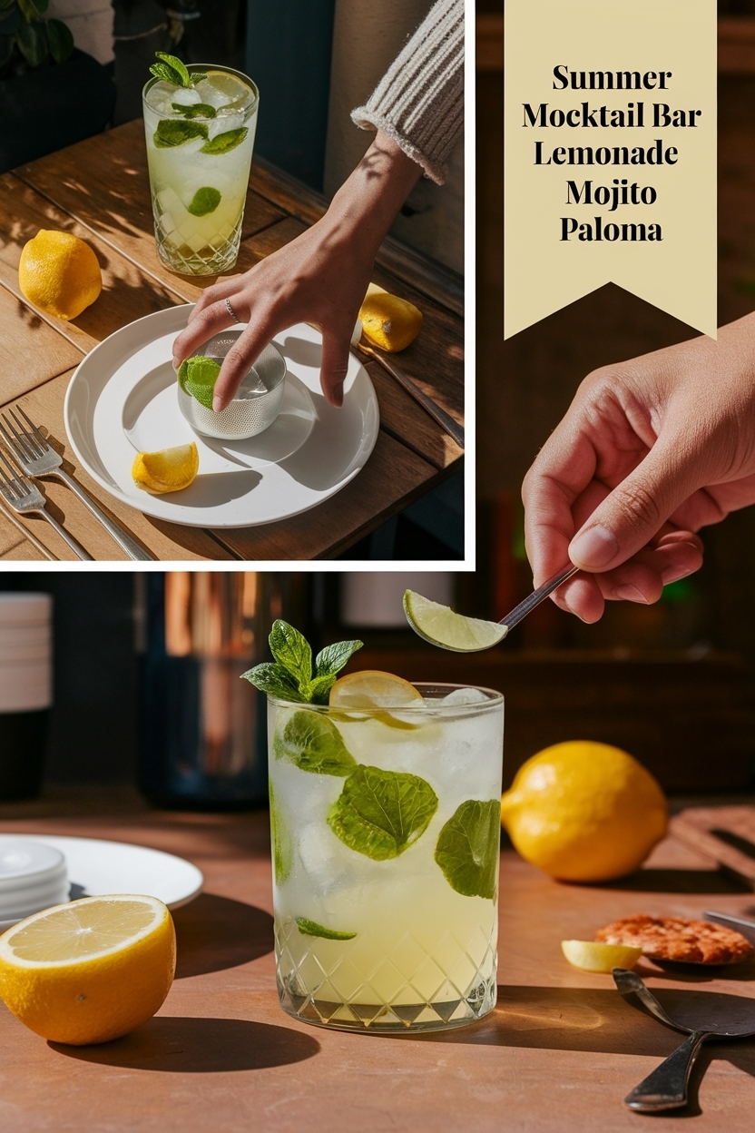 mocktail bar menu lemonade mojito paloma