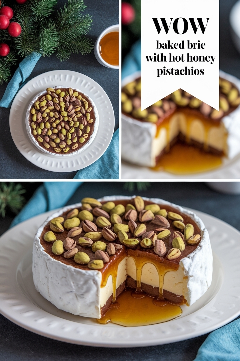 baked brie with hot honey pistachios