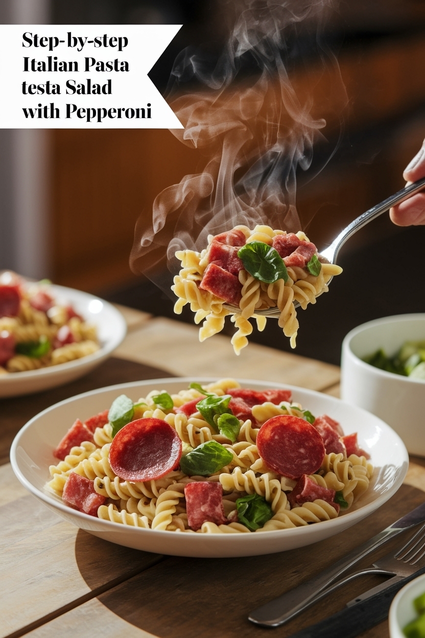 italian pasta salad with pepperoni