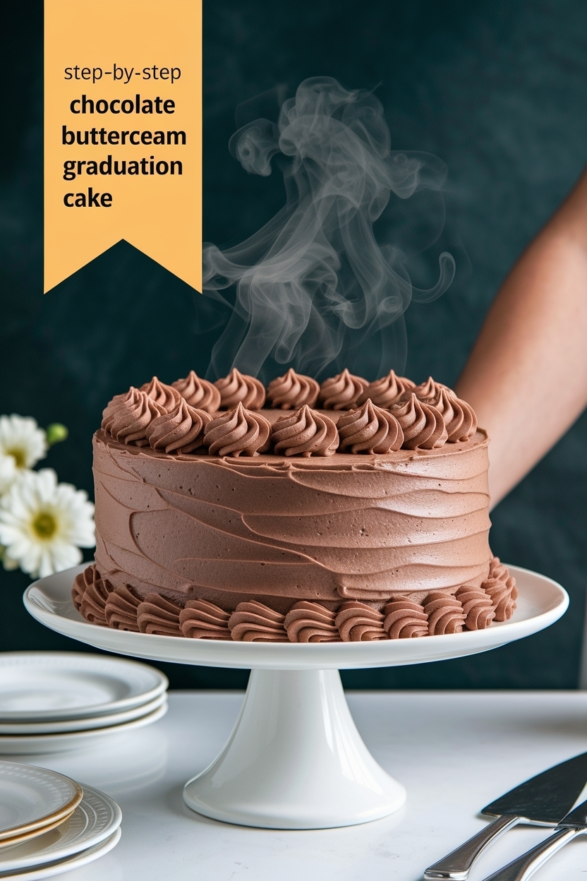 chocolate buttercream graduation cake