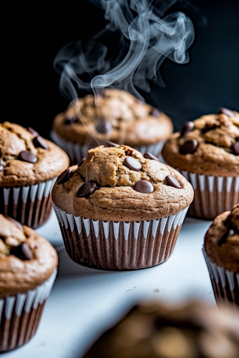 sourdough discard banana muffins chocolate chip