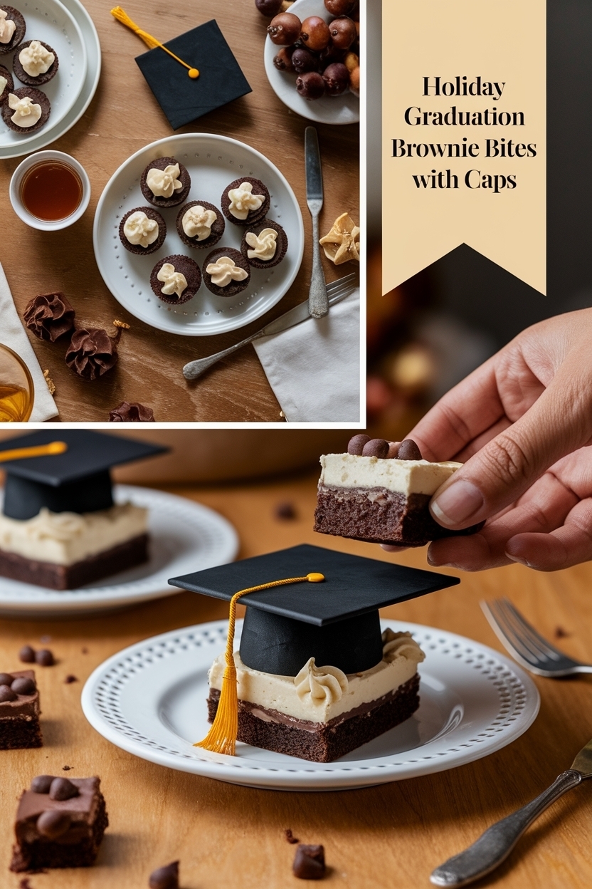 graduation brownie bites with caps
