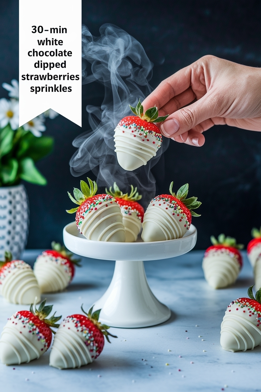 white chocolate dipped strawberries sprinkles