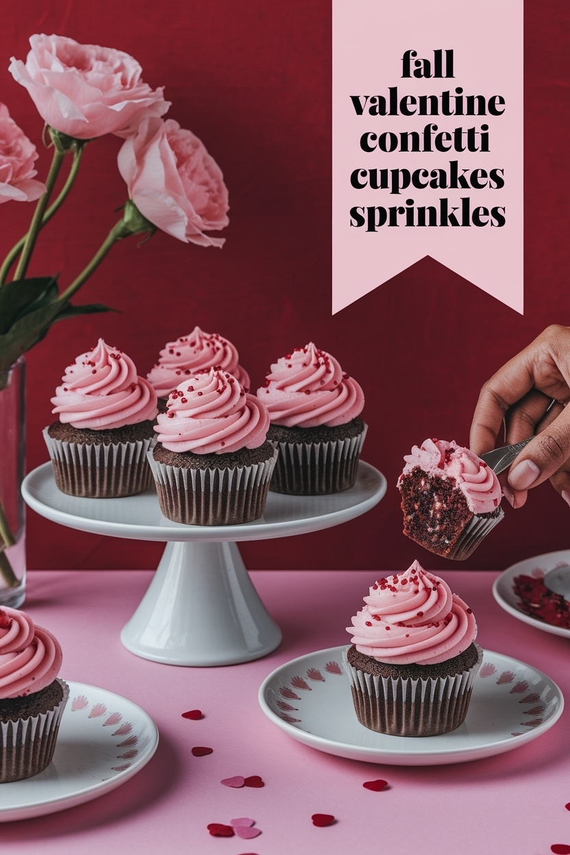 valentine confetti cupcakes heart sprinkles