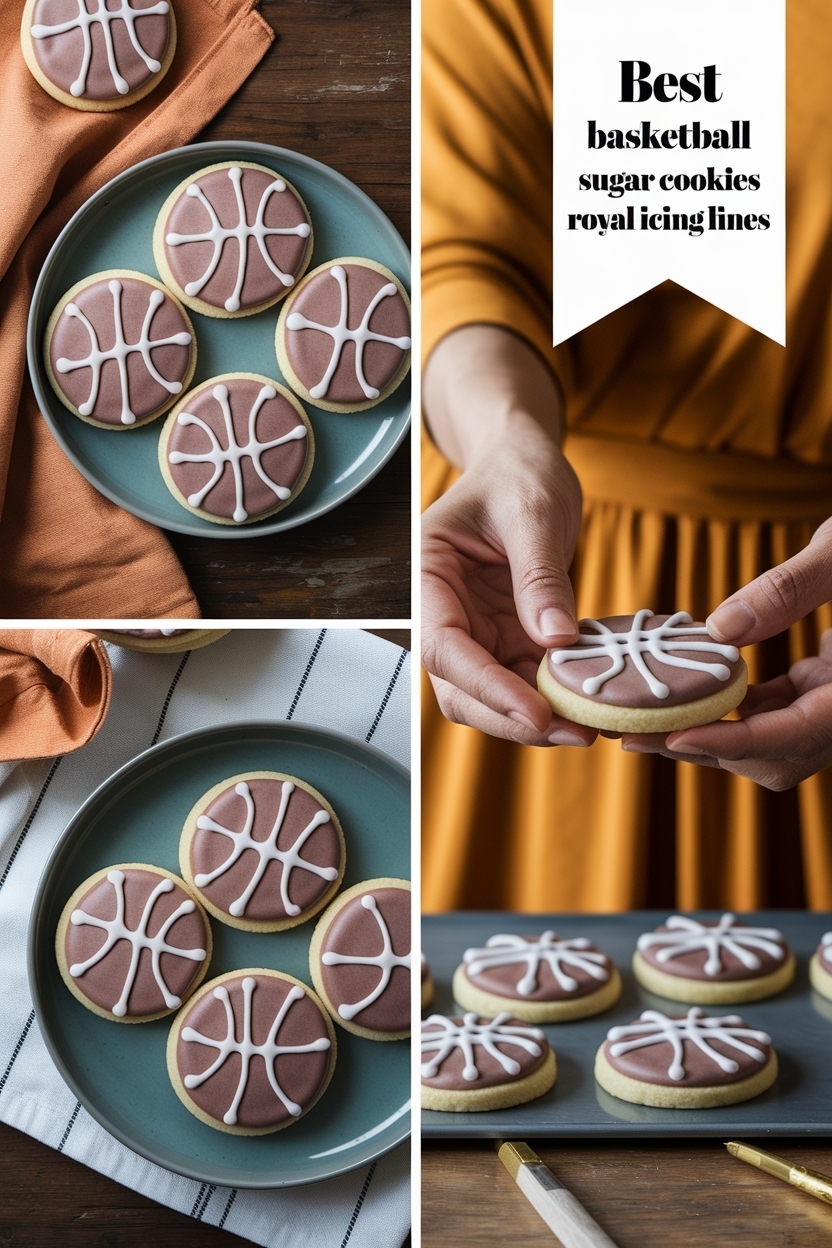 basketball sugar cookies royal icing lines