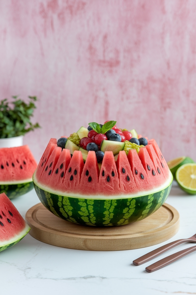 watermelon fruit salad basket carving