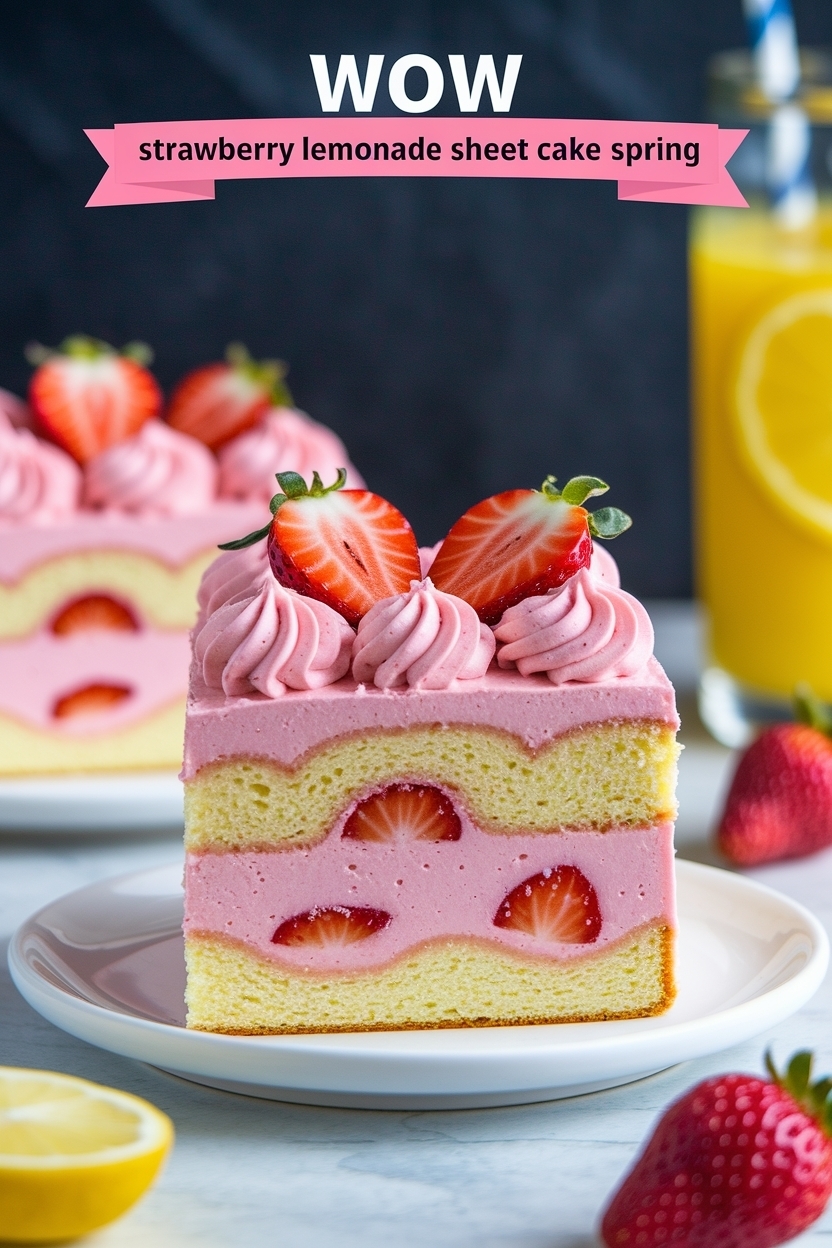 strawberry lemonade sheet cake spring