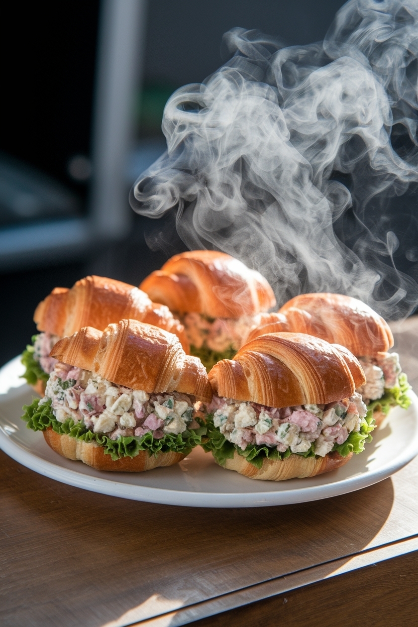 chicken salad croissant sandwiches platter