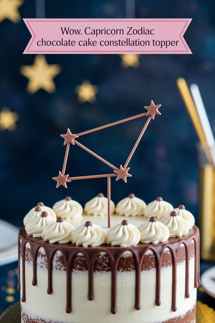 capricorn zodiac chocolate cake constellation topper