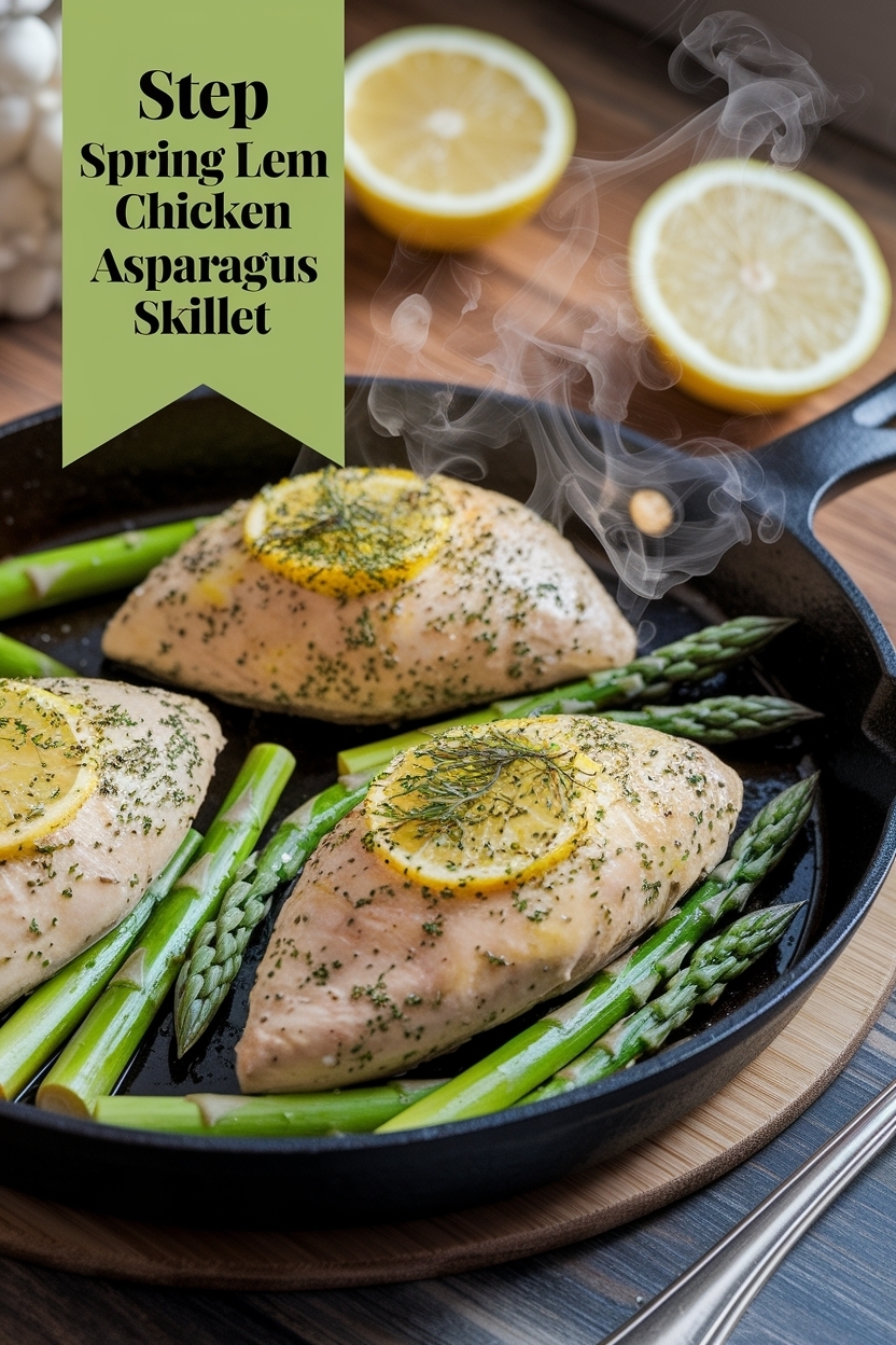 spring lemon chicken asparagus skillet