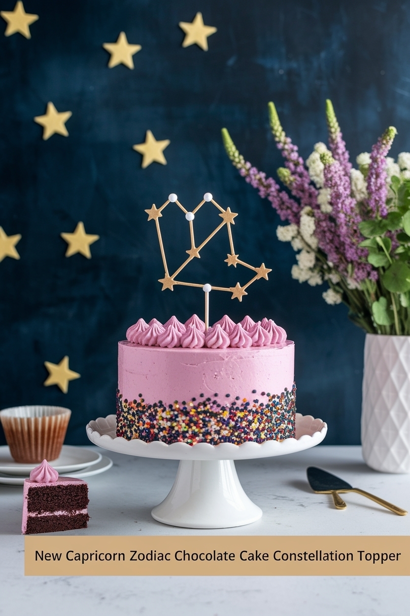 capricorn zodiac chocolate cake constellation topper
