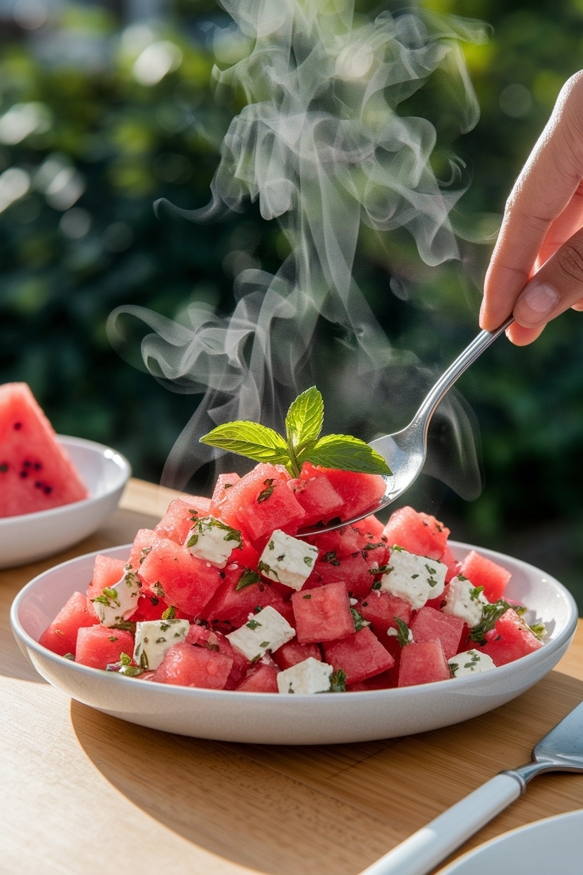 watermelon salad recipe feta mint summer