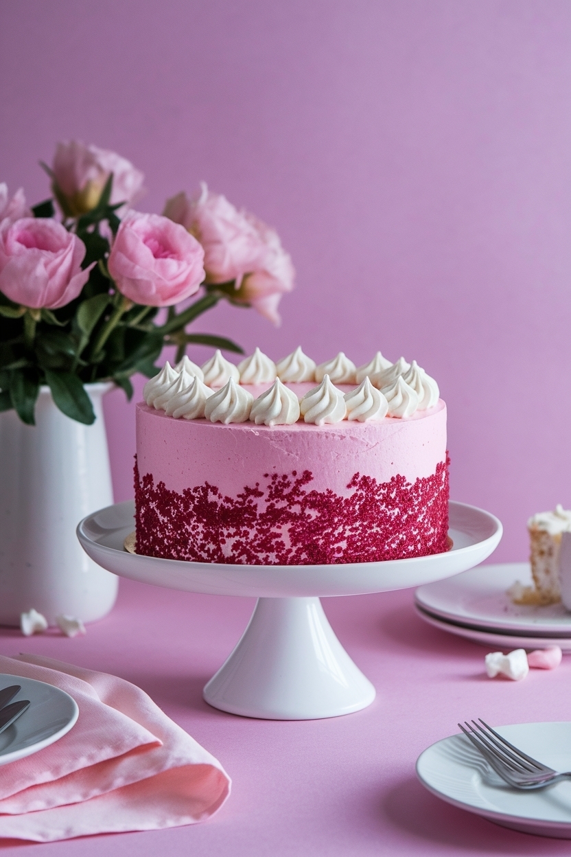 valentine pink velvet cake with cream cheese