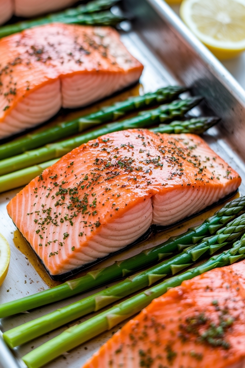 lemon garlic salmon with asparagus sheet pan