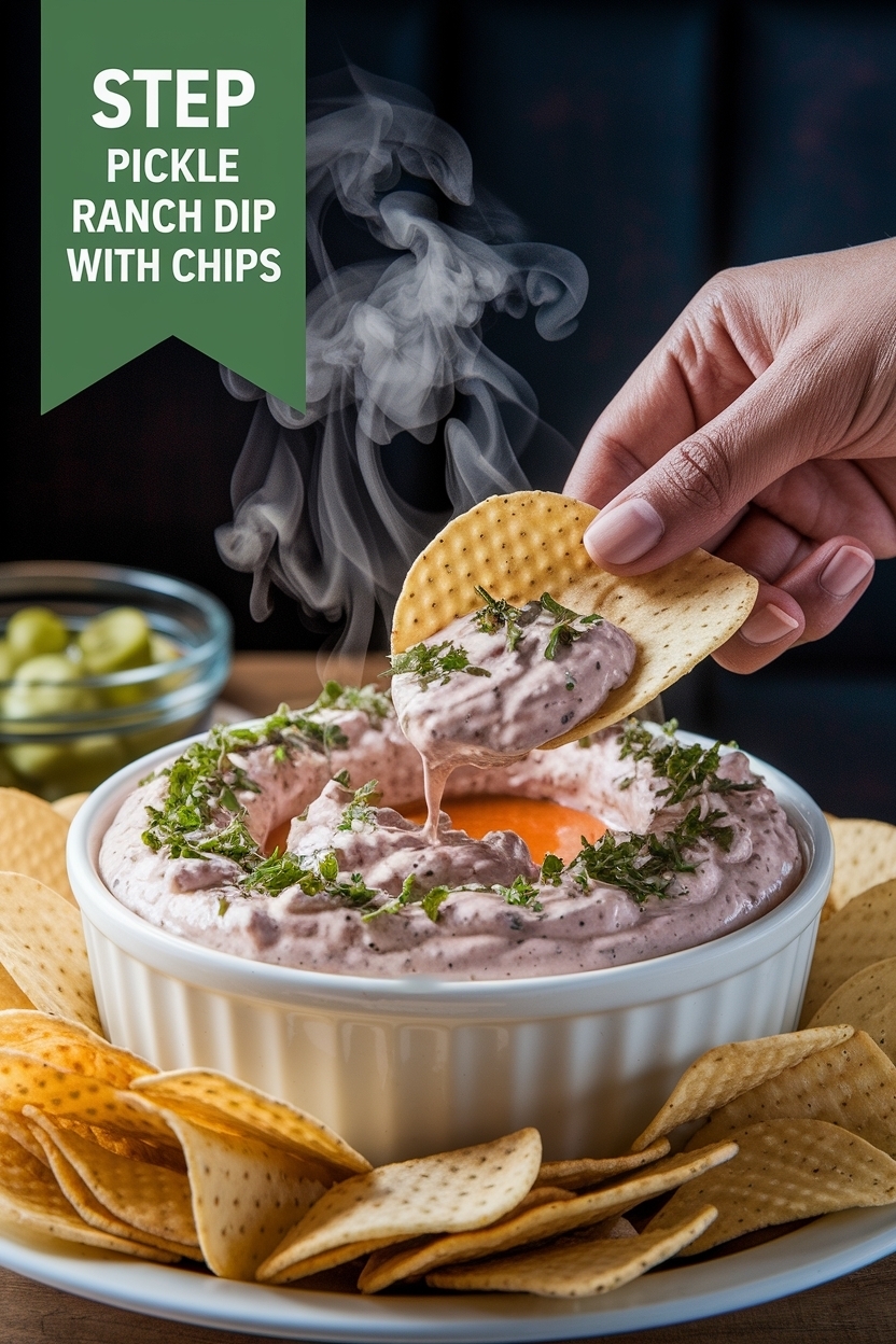 pickle ranch dip with chips