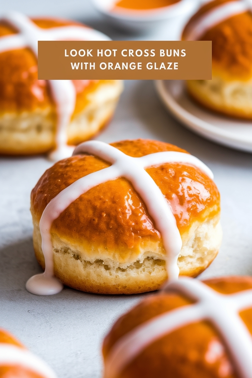 hot cross buns with orange glaze