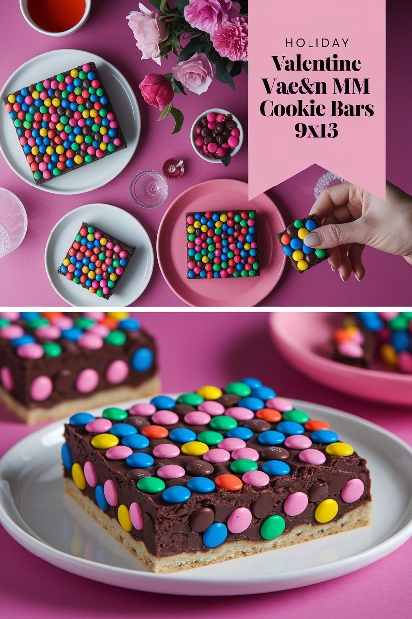 valentine m&m cookie bars 9x13