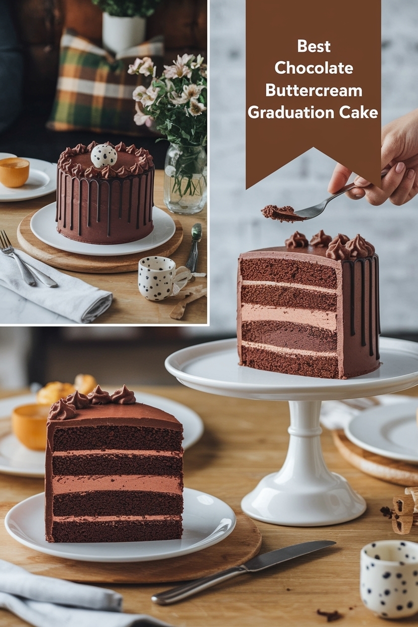 chocolate buttercream graduation cake