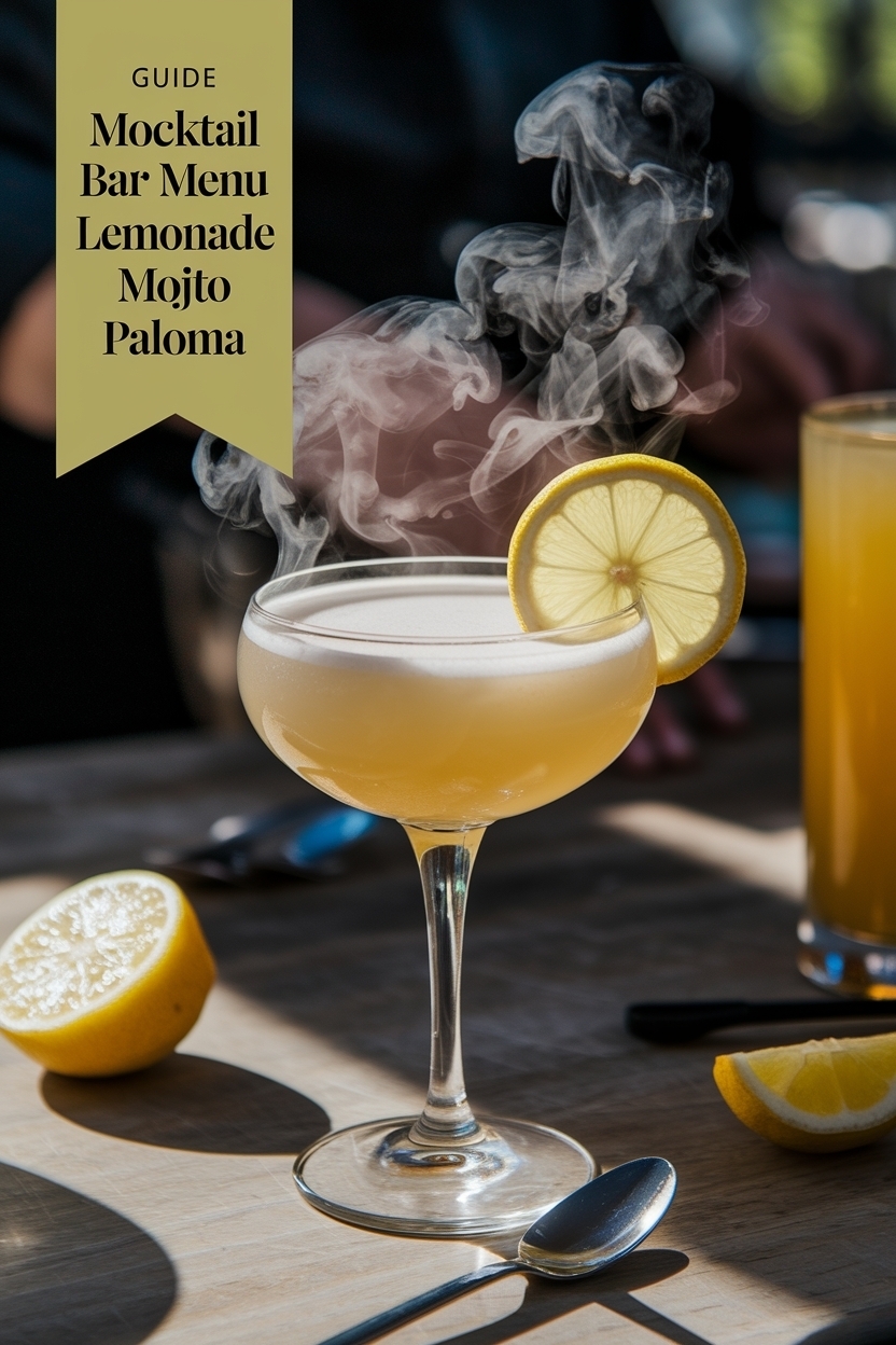 mocktail bar menu lemonade mojito paloma