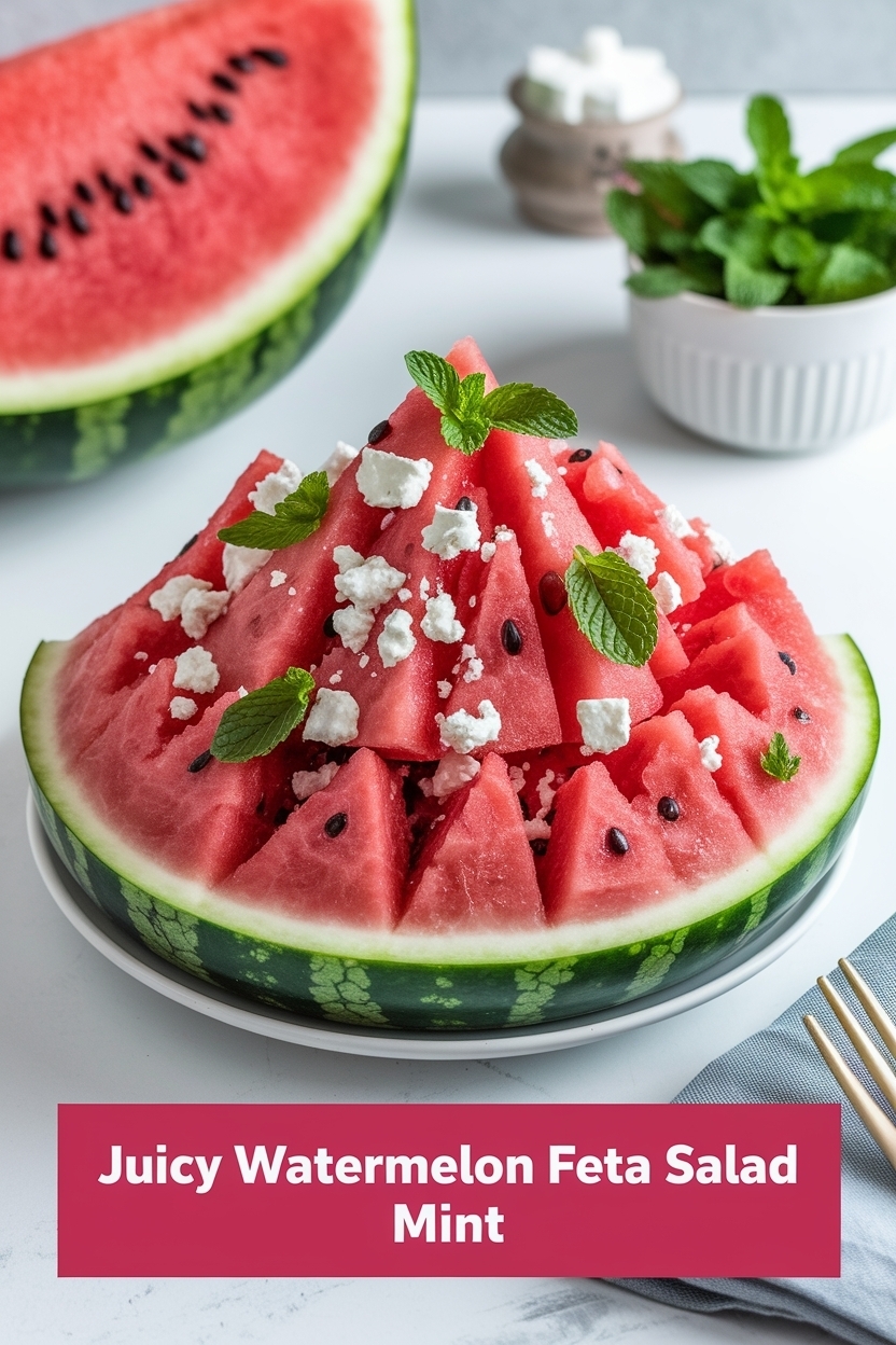 watermelon feta salad mint