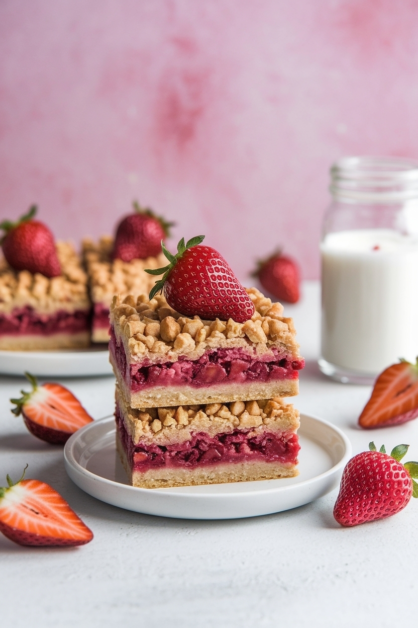 strawberry rhubarb crisp bars