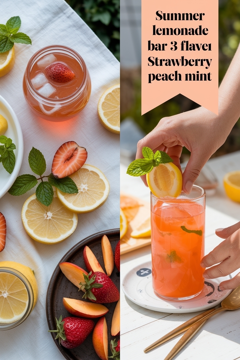 lemonade bar 3 flavors strawberry peach mint