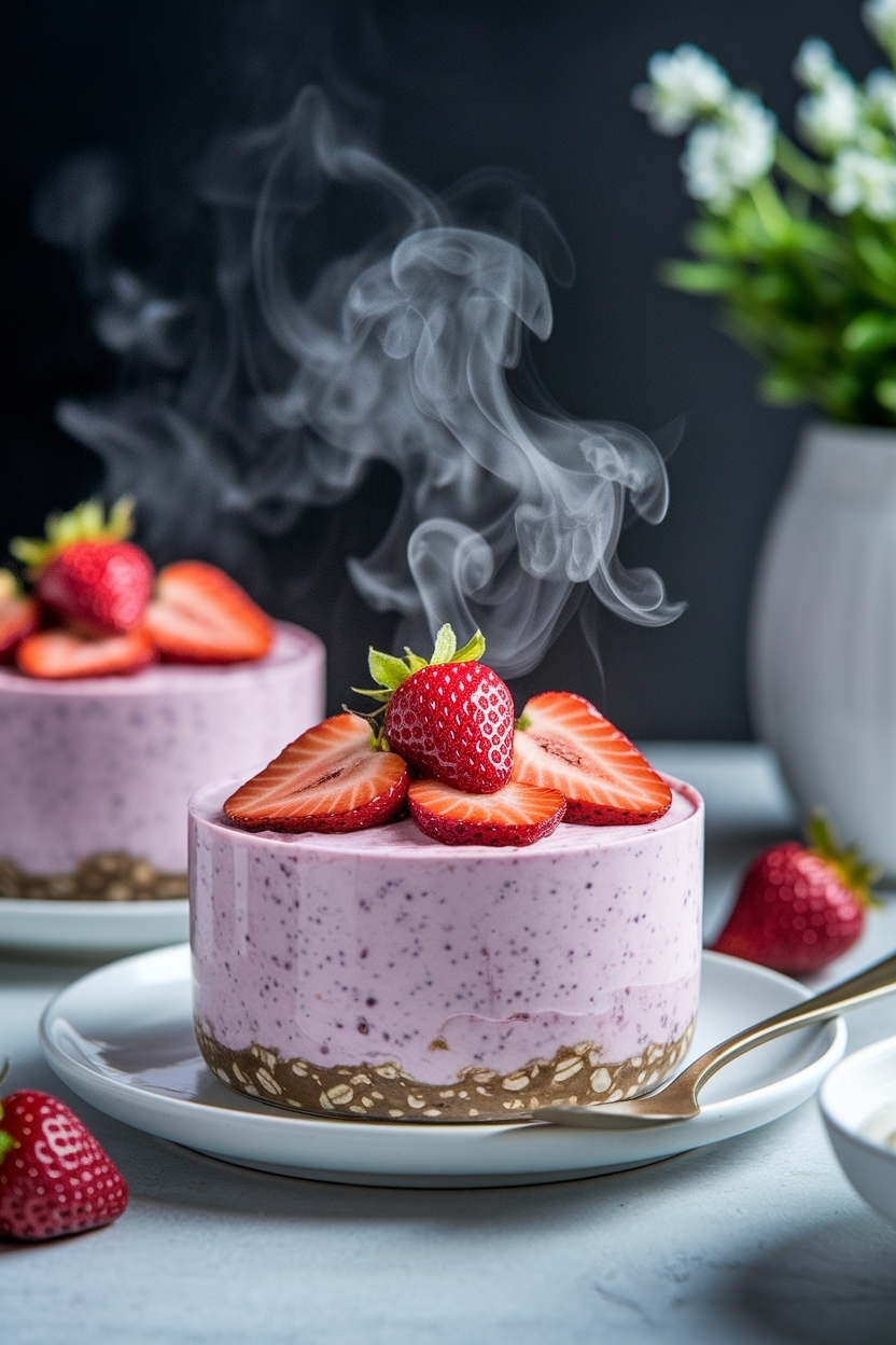 strawberry cheesecake overnight oats greek yogurt
