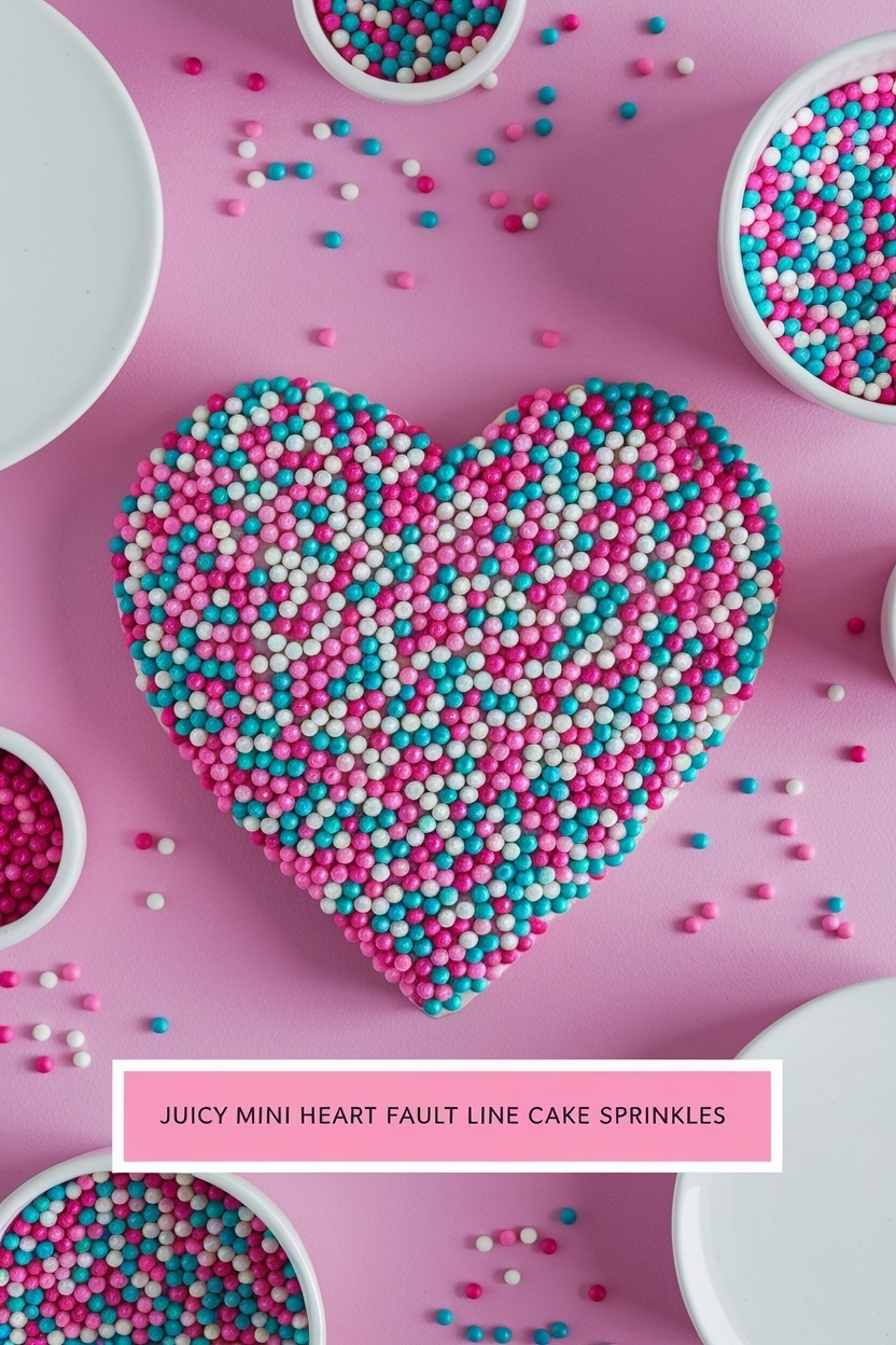 mini heart fault line cake sprinkles