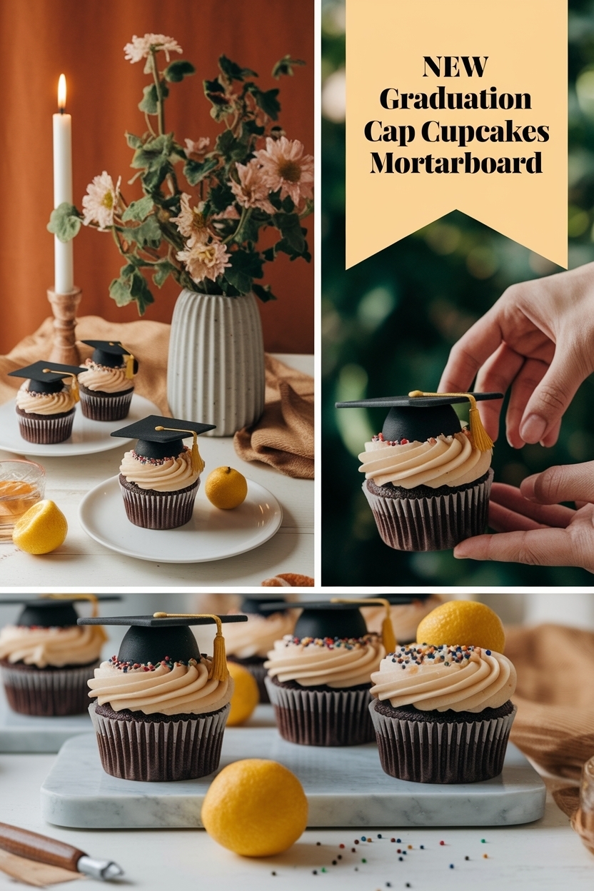 graduation cap cupcakes mortarboard