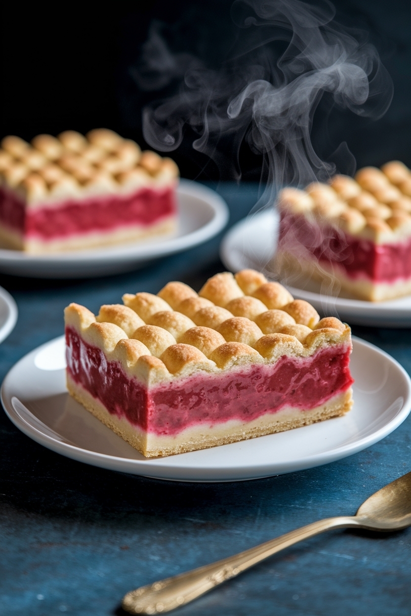 rhubarb custard bars shortbread crust