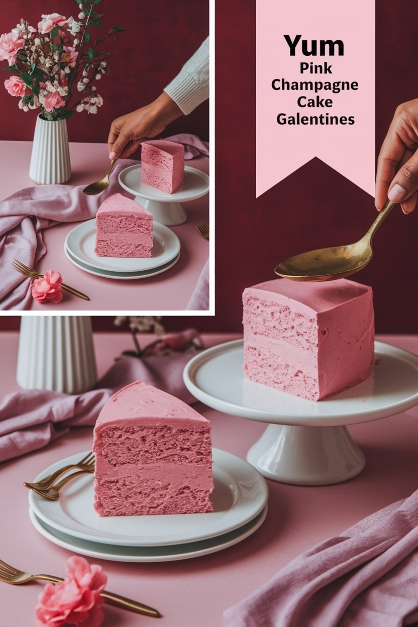 pink champagne cake galentines