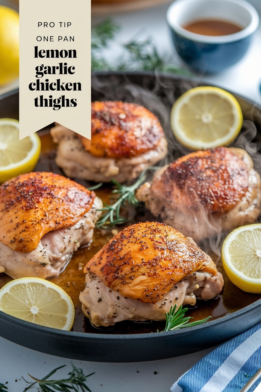 one pan lemon garlic chicken thighs