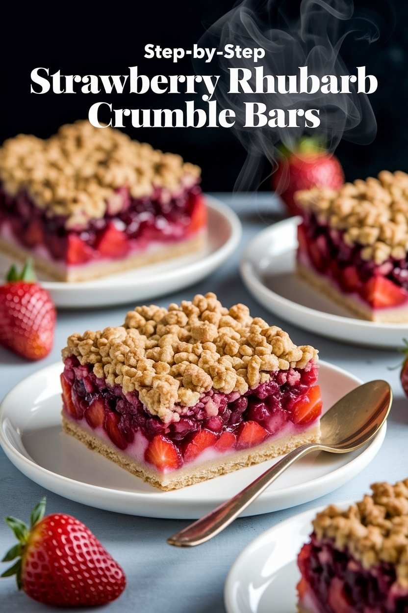 strawberry rhubarb crumble bars