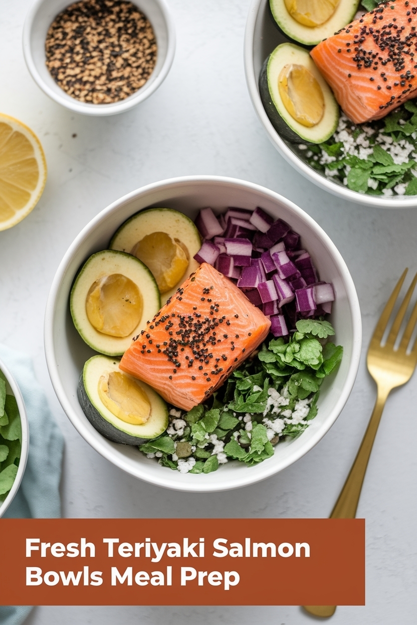 teriyaki salmon bowls meal prep