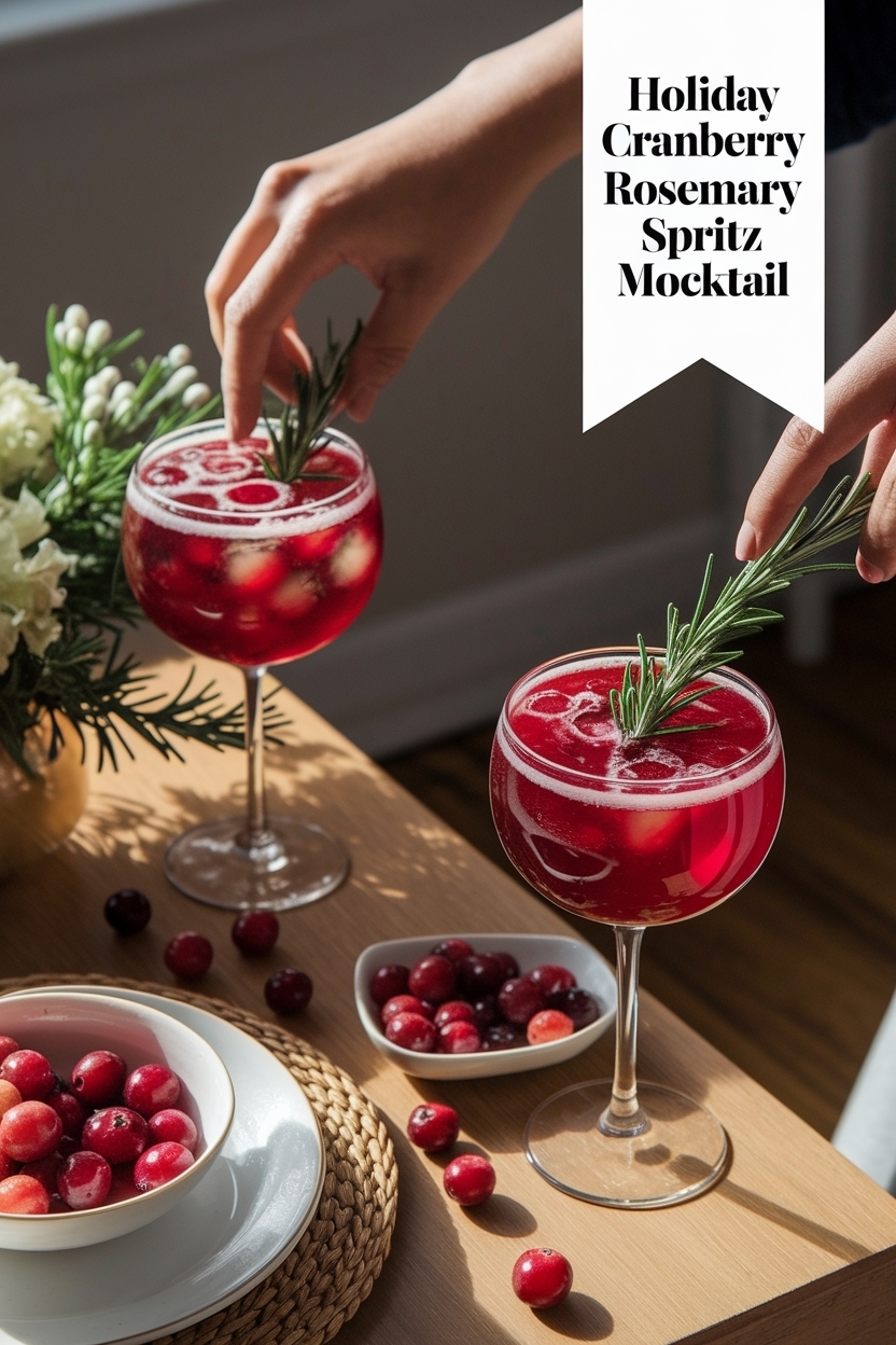 cranberry rosemary spritz mocktail