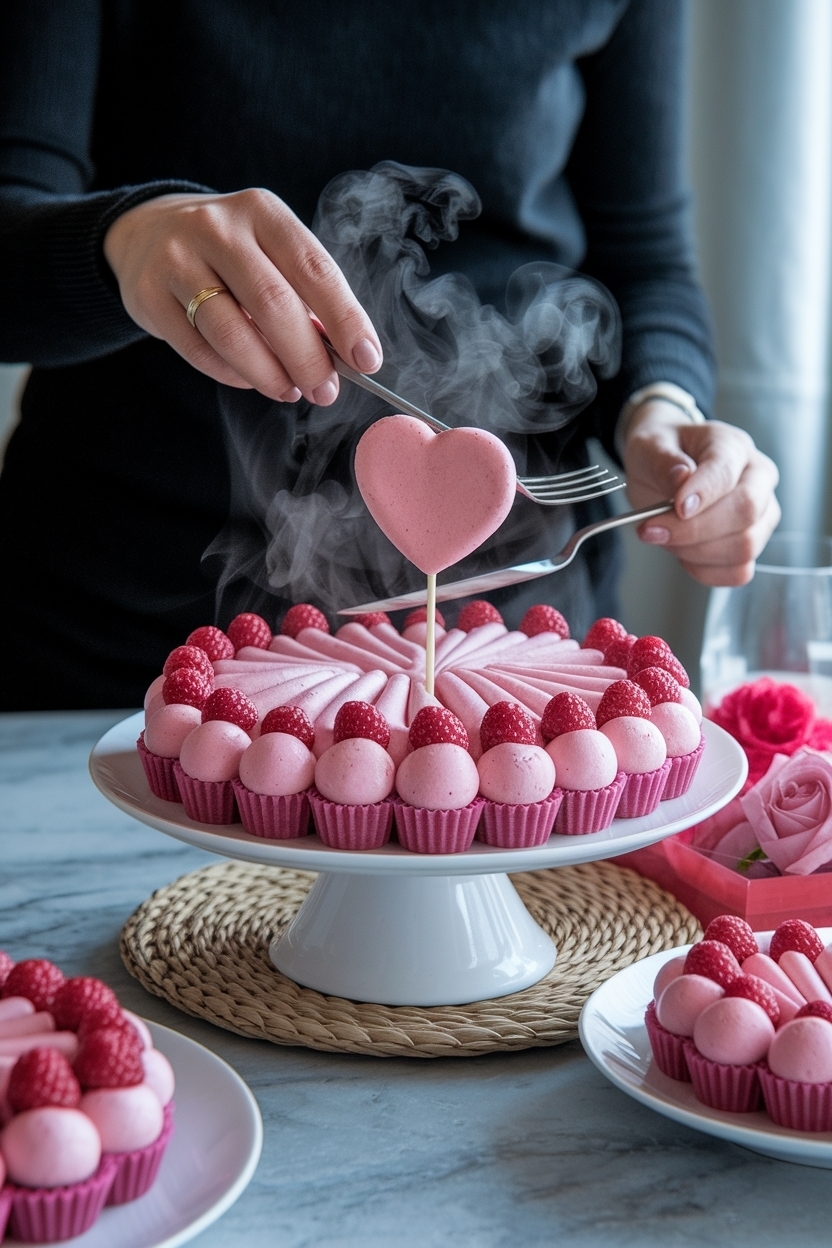 valentines dessert charcuterie board pink red