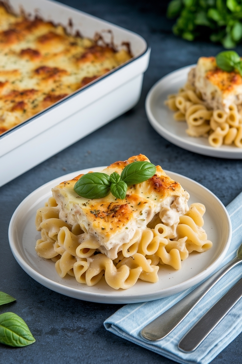 chicken alfredo pasta bake recipe