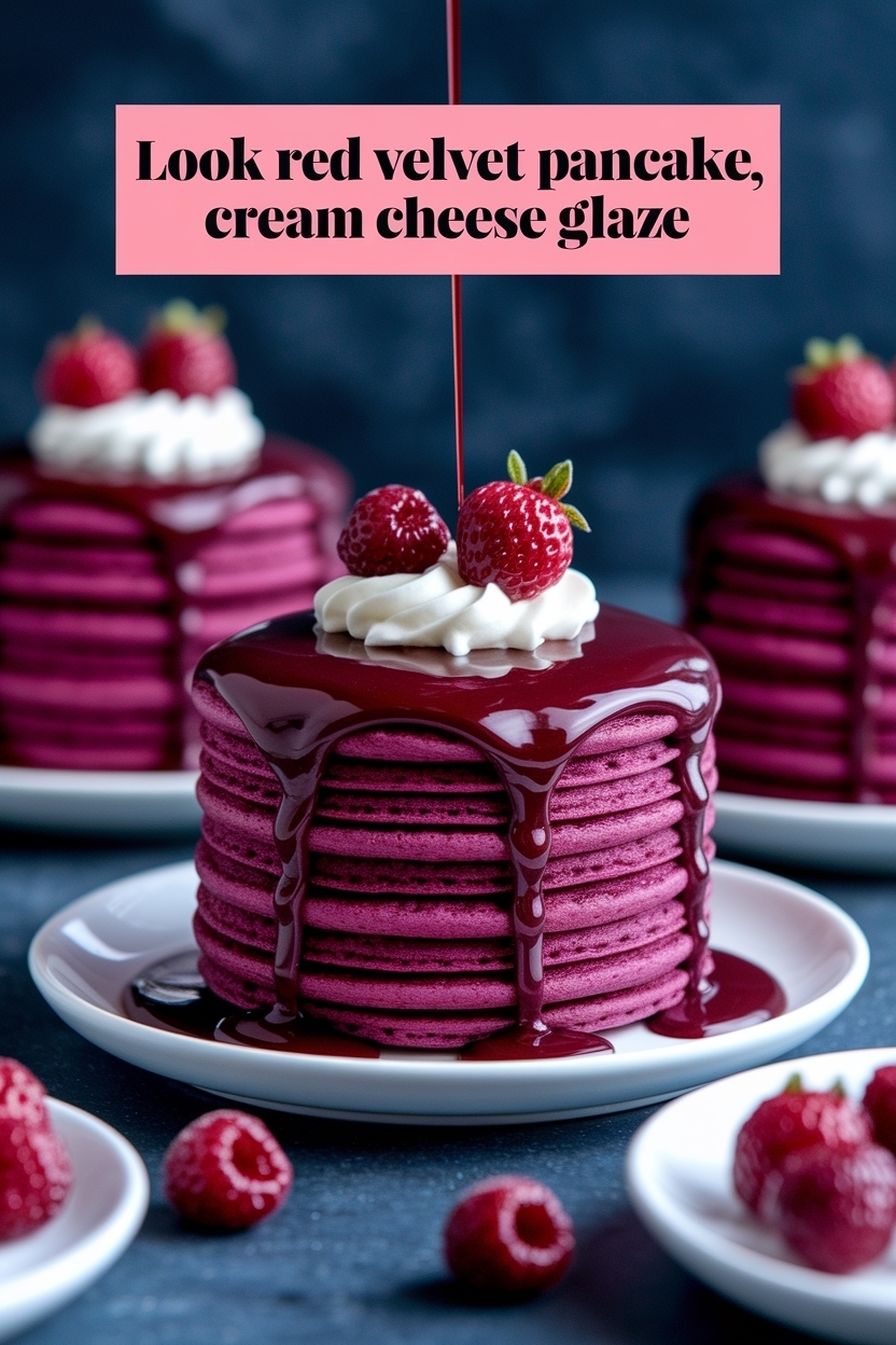 red velvet pancakes cream cheese glaze