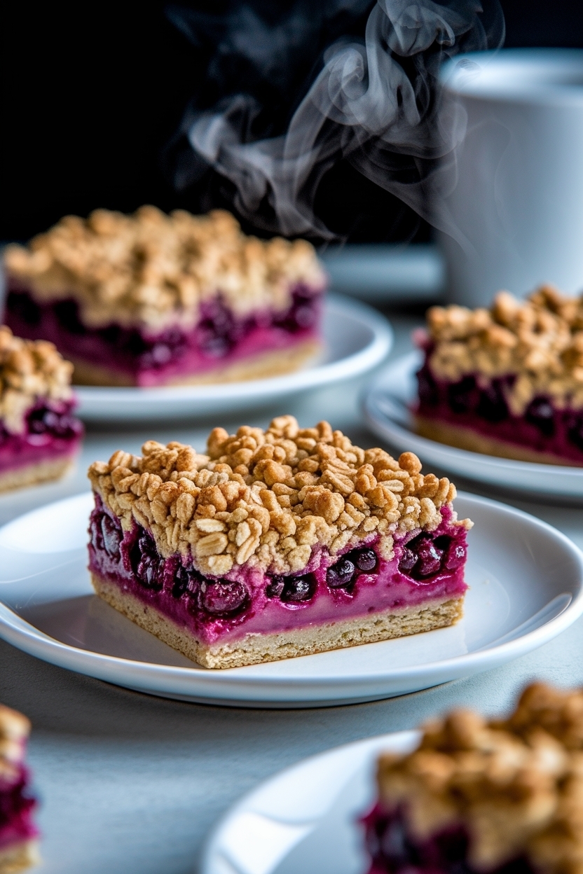 mulberry crumble bars oat streusel