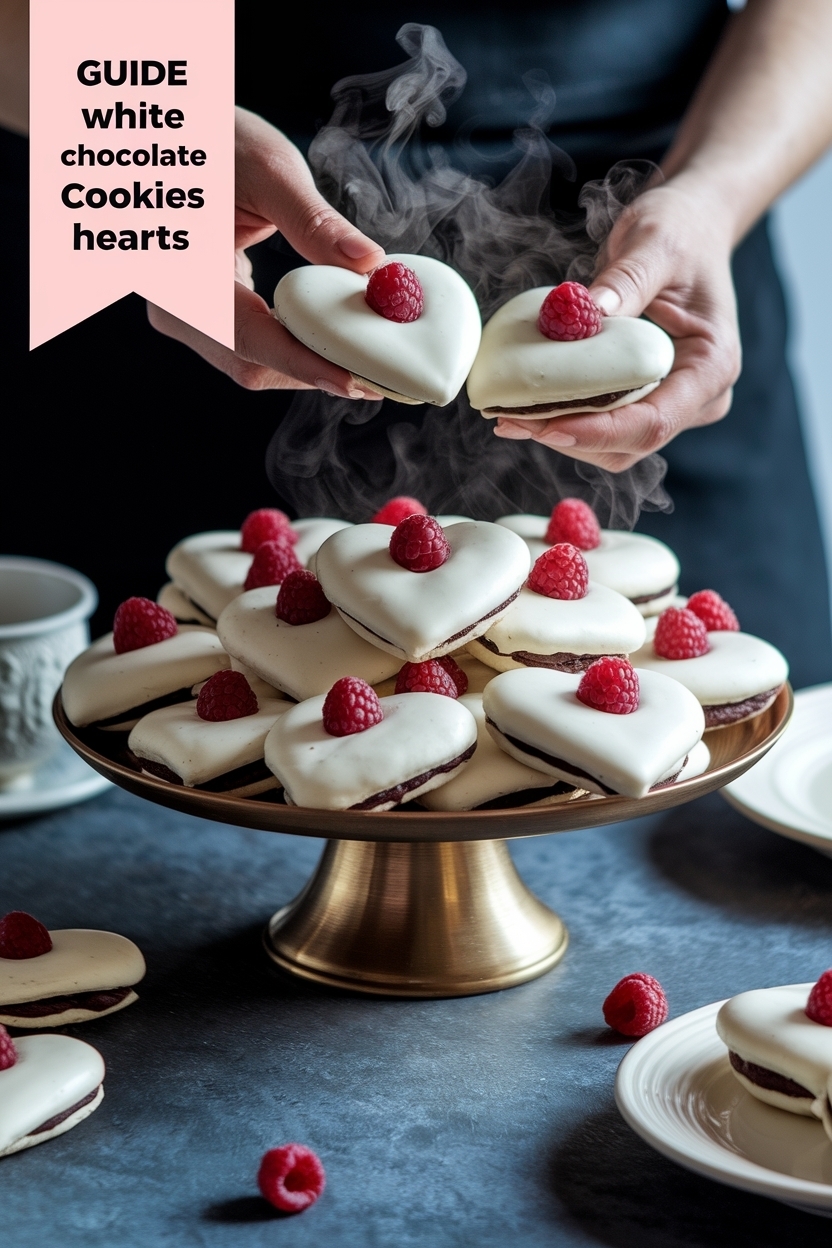 white chocolate raspberry cookies hearts